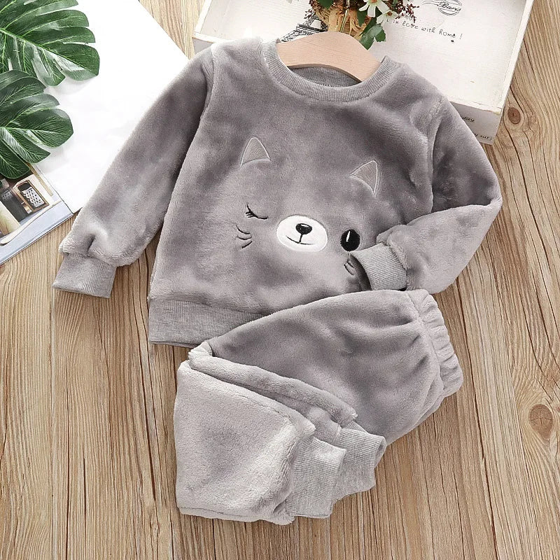 Children's Pajama Sets Bear Tops + Pants 2Pcs Kids Pajama’s Winter Girl Clothing Sets 2 To 6Years Children Clothes Boys Sleepwear