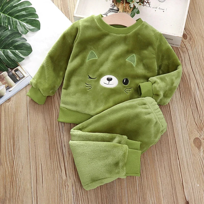 Children's Pajama Sets Bear Tops + Pants 2Pcs Kids Pajama’s Winter Girl Clothing Sets 2 To 6Years Children Clothes Boys Sleepwear