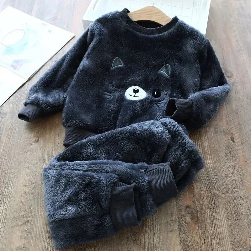 Children's Pajama Sets Bear Tops + Pants 2Pcs Kids Pajama’s Winter Girl Clothing Sets 2 To 6Years Children Clothes Boys Sleepwear