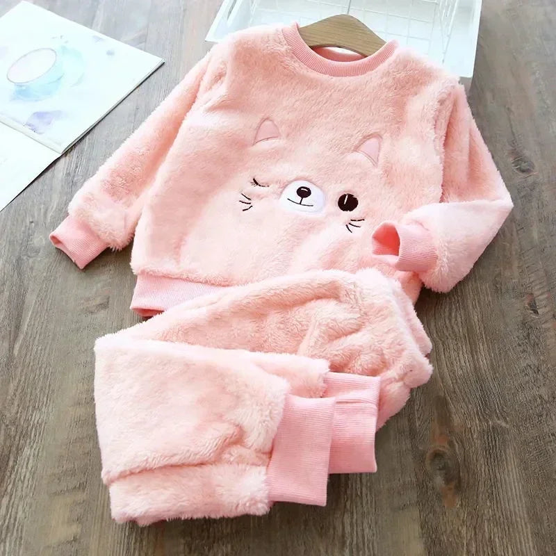 Children's Pajama Sets Bear Tops + Pants 2Pcs Kids Pajama’s Winter Girl Clothing Sets 2 To 6Years Children Clothes Boys Sleepwear