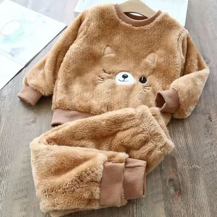 Children's Pajama Sets Bear Tops + Pants 2Pcs Kids Pajama’s Winter Girl Clothing Sets 2 To 6Years Children Clothes Boys Sleepwear