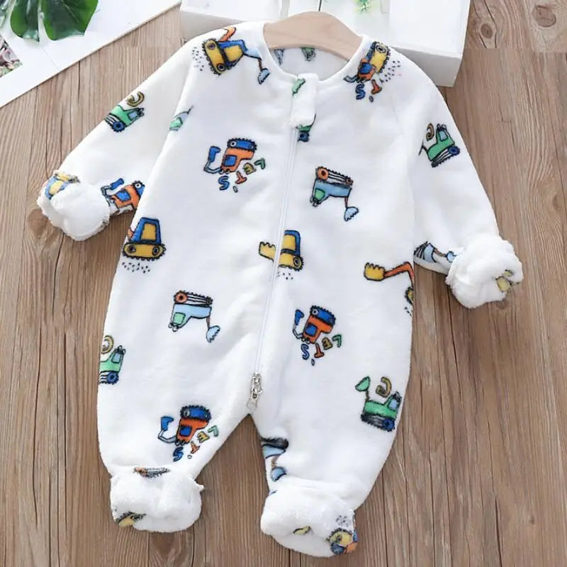 Coral Velvet Pajamas For Boys Girls Thick Flannel Onesies Toddles Warm Jumpsuits Kids Cartoon Blanket Autumn Winter Sleepwear
